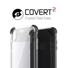 Cargar imagen en el visor de la galería, Ghostek Transparent iPhone X Case, Covert2 Series Resilient Rugged Armor Design | Supports AirPower Wireless Charging | Black (Color in image: Pink)
