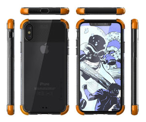 iPhone X Crystal Clear Case, Ghostek Covert2 Soft Skin Cover with Silicone Gel Corners | Enhanced State of the Art Fabrication | Face ID Compatible & Supports Wireless Charging | Orange (Color in image: Black)