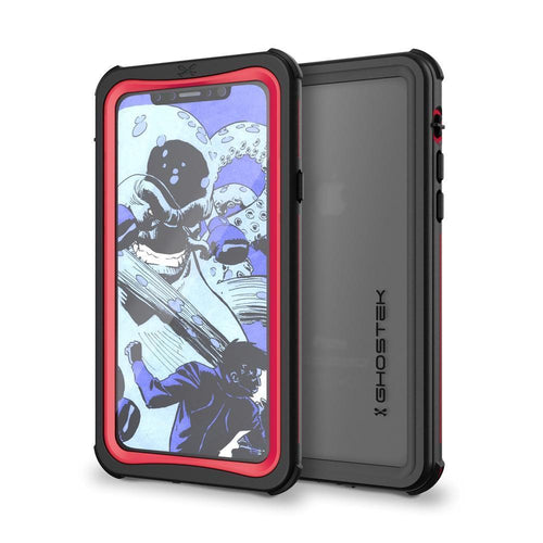 Apple iPhone X Waterproof Case, Ghostek Nautical Underwater Full Sealed Cover | Military Grade Standard Drop Tested Certified + Built-In Screen Protector | Red (Color in image: Red)
