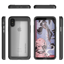 Cargar imagen en el visor de la galería, Ghostek Atomic Slim Hybrid iPhone X Case with Industrial Strength Military Drop Protection for Apple iPhone X 2017 | Supports Qi Wireless Charging | Works with Face ID | Black (Color in image: Gold)
