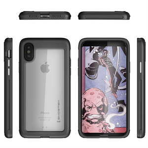 Ghostek Atomic Slim Hybrid iPhone X Case with Industrial Strength Military Drop Protection for Apple iPhone X 2017 | Supports Qi Wireless Charging | Works with Face ID | Black (Color in image: Gold)