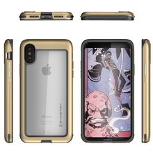 Cargar imagen en el visor de la galería, iPhone X Case, Ghostek Atomic Slim Fit Strong Aluminum Bumper + Soft TPU Shell | Rubber Corners &amp; Bezel | Face ID Compatible | Supports Qi Wireless Charging | Gold (Color in image: Red)
