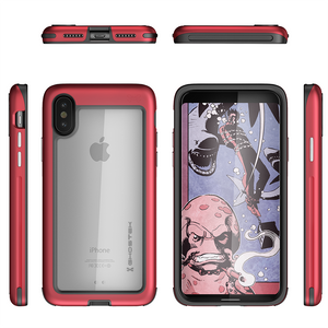 Ghostek Atomic Slim iPhone X Case with Shockproof Aluminum Bumper Heavy Duty | Supports Qi Wireless Charging + Works Flawlessly with Face ID | Red (Color in image: Gold)