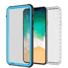 Cargar imagen en el visor de la galería, iPhone X Case, PUNKCase [CRYSTAL SERIES] Protective IP68 Certified Cover W/ Attached Screen Protector [LIGHT BLUE] (Color in image: Black)
