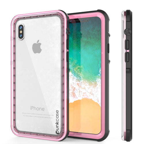 iPhone X Case, PUNKCase [CRYSTAL SERIES] Protective IP68 Certified Cover W/ Attached Screen Protector [PINK] (Color in image: Pink)