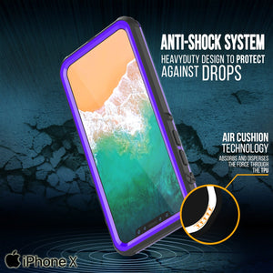 iPhone X Case, PUNKCase [CRYSTAL SERIES] Protective IP68 Certified Cover W/ Attached Screen Protector [PURPLE] (Color in image: White)