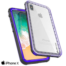 Cargar imagen en el visor de la galería, iPhone X Case, PUNKCase [CRYSTAL SERIES] Protective IP68 Certified Cover W/ Attached Screen Protector [PURPLE] (Color in image: Light Blue)
