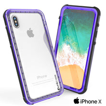 Cargar imagen en el visor de la galería, iPhone X Case, PUNKCase [CRYSTAL SERIES] Protective IP68 Certified Cover W/ Attached Screen Protector [PURPLE] (Color in image: Black)
