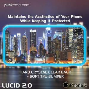 iPhone X Case, PUNKcase [LUCID 2.0 Series] [Slim Fit] Armor Cover W/Integrated Anti-Shock System & Tempered Glass Screen Protector [Light Blue] (Color in image: Purple)