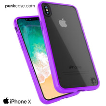 Cargar imagen en el visor de la galería, iPhone X Case, PUNKcase [LUCID 2.0 Series] [Slim Fit] Armor Cover W/Integrated Anti-Shock System &amp; Tempered Glass PUNKSHIELD Screen Protector [Purple] (Color in image: Black)
