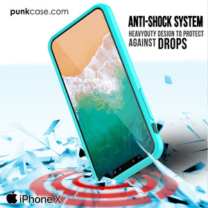 iPhone X Case, PUNKcase [LUCID 2.0 Series] [Slim Fit] Armor Cover W/Integrated Anti-Shock System & Tempered Glass PUNKSHIELD Screen Protector [Teal] (Color in image: Pink)