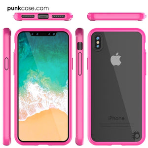 iPhone X Case, PUNKcase [LUCID 2.0 Series] [Slim Fit] Armor Cover W/Integrated Anti-Shock System & Tempered Glass PUNKSHIELD Screen Protector [Pink] (Color in image: Crystal Pink)