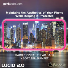 Cargar imagen en el visor de la galería, iPhone X Case, PUNKcase [LUCID 2.0 Series] [Slim Fit] Armor Cover W/Integrated Anti-Shock System &amp; Tempered Glass PUNKSHIELD Screen Protector [Pink] (Color in image: Clear)
