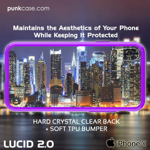 iPhone X Case, PUNKcase [LUCID 2.0 Series] [Slim Fit] Armor Cover W/Integrated Anti-Shock System & Tempered Glass PUNKSHIELD Screen Protector [Purple] (Color in image: Teal)