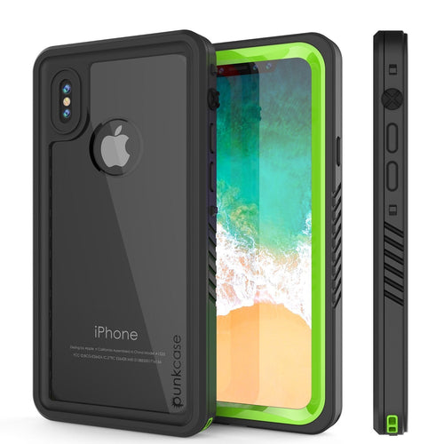 iPhone XS Max Waterproof Case, Punkcase [Extreme Series] Armor Cover W/ Built In Screen Protector [Light Green] (Color in image: Light Green)