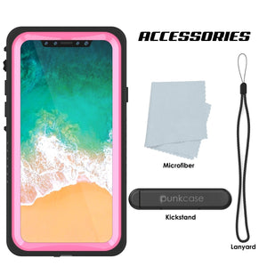 iPhone XS Max Waterproof Case, Punkcase [Extreme Series] Armor Cover W/ Built In Screen Protector [Pink] (Color in image: Clear)