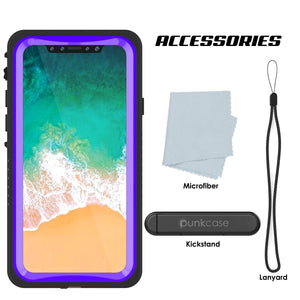 iPhone XS Max Waterproof Case, Punkcase [Extreme Series] Armor Cover W/ Built In Screen Protector [Purple] (Color in image: Clear)