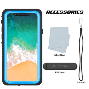 iPhone XS Max Waterproof Case, Punkcase [Extreme Series] Armor Cover W/ Built In Screen Protector [Light Blue] (Color in image: White)