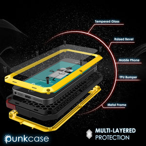 iPhone SE/5/5s Case, Punkcase® METALLIC Series NEON w/ TEMPERED GLASS | Aluminum Frame (Color in image: Black)