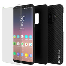 Load image into Gallery viewer, Galaxy S9 Case, Punkcase CarbonShield, Heavy Duty &amp; Ultra Thin 2 Piece Dual Layer PU Leather Cover [shockproof][non slip] with PUNKSHIELD Screen Protector for Samsung S9 [jet black] 
