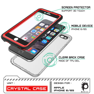 iPhone 6/6S Waterproof Case, PUNKcase CRYSTAL Red W/ Attached Screen Protector  | Warranty (Color in image: pink)
