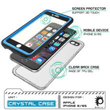 Cargar imagen en el visor de la galería, iPhone 6/6S Waterproof Case, PUNKcase CRYSTAL Light Blue  W/ Attached Screen Protector  | Warranty (Color in image: teal)
