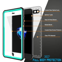 Cargar imagen en el visor de la galería, iPhone 8+ Plus Waterproof Case, PUNKcase CRYSTAL Teal W/ Attached Screen Protector  | Warranty (Color in image: black)
