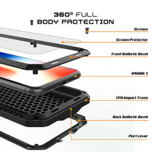 Cargar imagen en el visor de la galería, iPhone X Metal Case, Heavy Duty Military Grade Rugged Black Armor Cover [shock proof] Hybrid Full Body Hard Aluminum &amp; TPU Design (Color in image: Silver)

