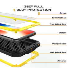 Cargar imagen en el visor de la galería, iPhone X Metal Case, Heavy Duty Military Grade Rugged Armor Cover [shock proof] Hybrid Full Body Hard Aluminum &amp; TPU Design (Color in image: Red)
