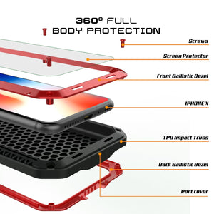 iPhone X Metal Case, Heavy Duty Military Grade Rugged Armor Cover [shock proof] Hybrid Full Body Hard Aluminum & TPU Design (Color in image: Silver)
