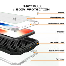 Cargar imagen en el visor de la galería, iPhone X Metal Case, Heavy Duty Military Grade Rugged White Armor Cover [shock proof] Hybrid Full Body Hard Aluminum &amp; TPU Design (Color in image: Red)
