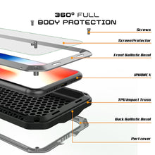 Cargar imagen en el visor de la galería, iPhone X Metal Case, Heavy Duty Military Grade Rugged Armor Cover [shock proof] Hybrid Full Body Hard Aluminum &amp; TPU Design (Color in image: Red)
