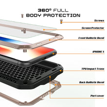 Cargar imagen en el visor de la galería, iPhone X Metal Case, Heavy Duty Military Grade Rugged Black Armor Cover [shock proof] Hybrid Full Body Hard Aluminum &amp; TPU Design (Color in image: Silver)
