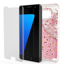 Cargar imagen en el visor de la galería, S7 Edge Case, Punkcase [Liquid Rose Series] Protective Dual Layer Floating Glitter Cover with lots of Bling &amp; Sparkle + PunkShield Screen Protector (Color in image: teal)
