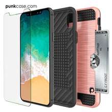 Cargar imagen en el visor de la galería, iPhone X Case, PUNKcase [SLOT Series] Slim Fit Dual-Layer Armor Cover &amp; Tempered Glass PUNKSHIELD Screen Protector for Apple iPhone X [Rose Gold] (Color in image: Black)
