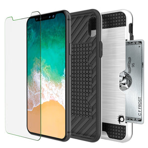 iPhone X Case, PUNKcase [SLOT Series] Slim Fit Dual-Layer Armor Cover & Tempered Glass PUNKSHIELD Screen Protector for Apple iPhone X [White] (Color in image: Pink)
