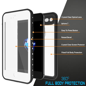 iPhone 7 Waterproof IP68 Case, Punkcase [White] [StudStar Series] [Slim Fit] [Dirtproof] [Snowproof] (Color in image: black)