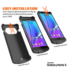 Cargar imagen en el visor de la galería, Galaxy Note 5 Battery Case, Punkcase 5000mAH Charger Case W/ Screen Protector | IntelSwitch [Black] (Color in image: White)
