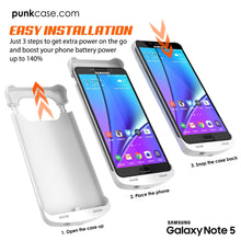Cargar imagen en el visor de la galería, Galaxy Note 5 Battery Case, Punkcase 5000mAH Charger Case W/ Screen Protector | IntelSwitch [White] (Color in image: Rose Gold)
