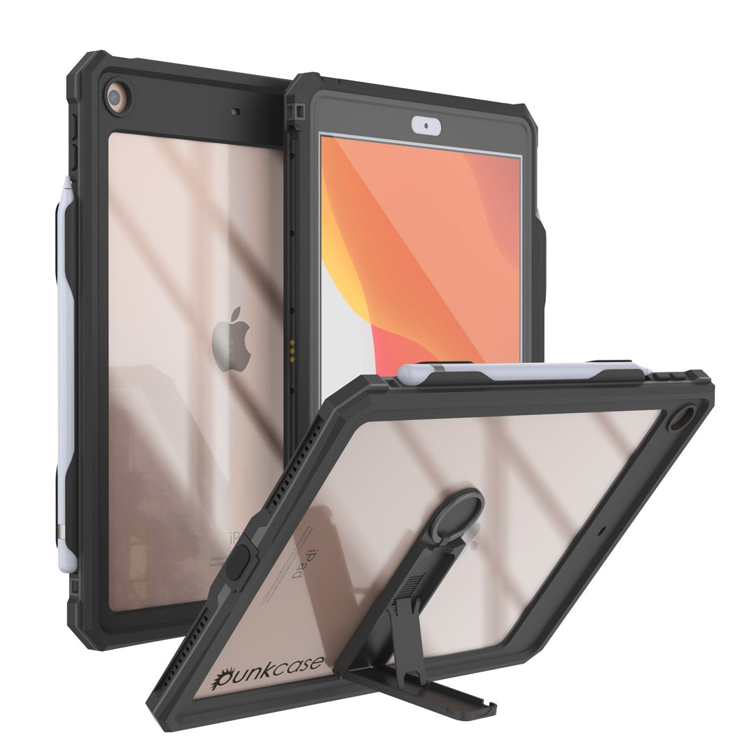 Funda resistente al agua IP68 para iPad 10.2, Punkcase [Negro] [Serie StudStar] [Ajuste fino]