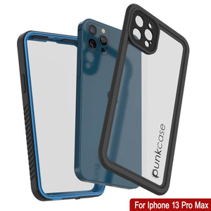 iPhone 13 Pro Max  Waterproof Case, Punkcase [Extreme Series] Armor Cover W/ Built In Screen Protector [Light Blue] (Color in image: White)