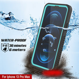 iPhone 13 Pro Max  Waterproof Case, Punkcase [Extreme Series] Armor Cover W/ Built In Screen Protector [Teal] (Color in image: Black)