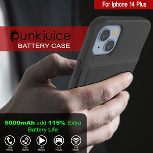 Funda de batería iPhone 15 Plus, PunkJuice 5000mAH Power Bank de carga rápida con protector de pantalla | [Verde]