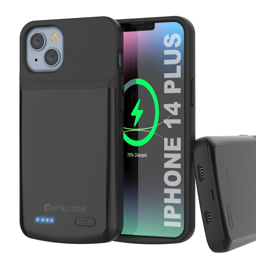 Funda de batería para iPhone 15 Plus, PunkJuice 5000mAH Power Bank de carga rápida con protector de pantalla | [Azul Marino]