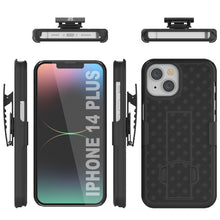 Load image into Gallery viewer, Funda para iPhone 15 Plus con protector de pantalla de vidrio templado, clip de cinturón y soporte incorporado [naranja]
