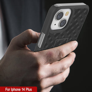 Funda para iPhone 15 Plus con protector de pantalla de vidrio templado, clip de cinturón y soporte incorporado [verde]