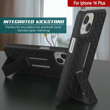 Load image into Gallery viewer, Funda para iPhone 15 Plus con protector de pantalla de vidrio templado, clip de cinturón y soporte incorporado [naranja]
