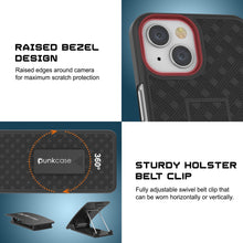Load image into Gallery viewer, Funda para iPhone 15 Plus con protector de pantalla de vidrio templado, clip de cinturón y soporte incorporado [naranja]
