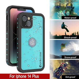 Funda resistente al agua IP68 para iPhone 14 Plus, Punkcase [Teal] [Serie StudStar] [Ajuste Delgado]