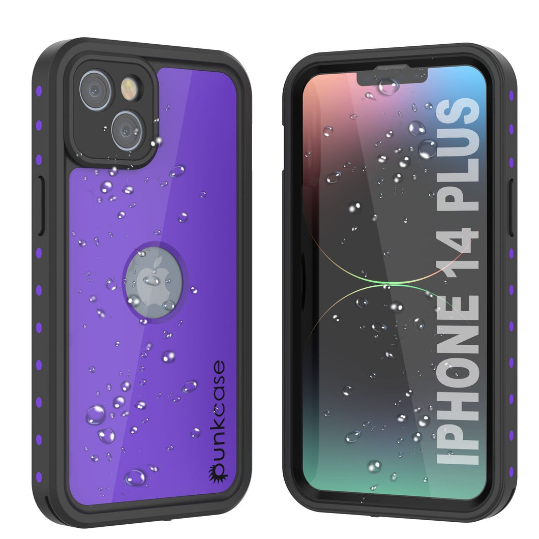 Funda impermeable IP68 para iPhone 14 Plus, Punkcase [Púrpura] [Serie StudStar] [Ajuste Delgado] [A Prueba de Suciedad]